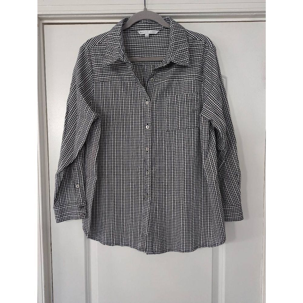 The Nines by Hatch Button Front Shirt women's size medium black/white gingham